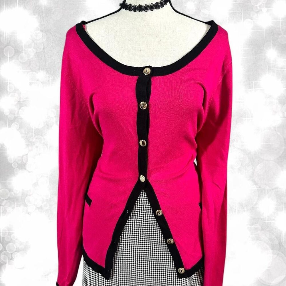 Alt Style Hot Pink Goth Long Sleeve Button Up Blouse